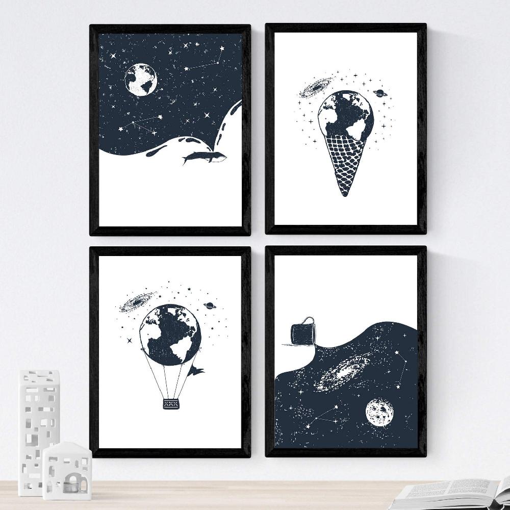 nacnic Set de 4 láminas de Tierra Espacio