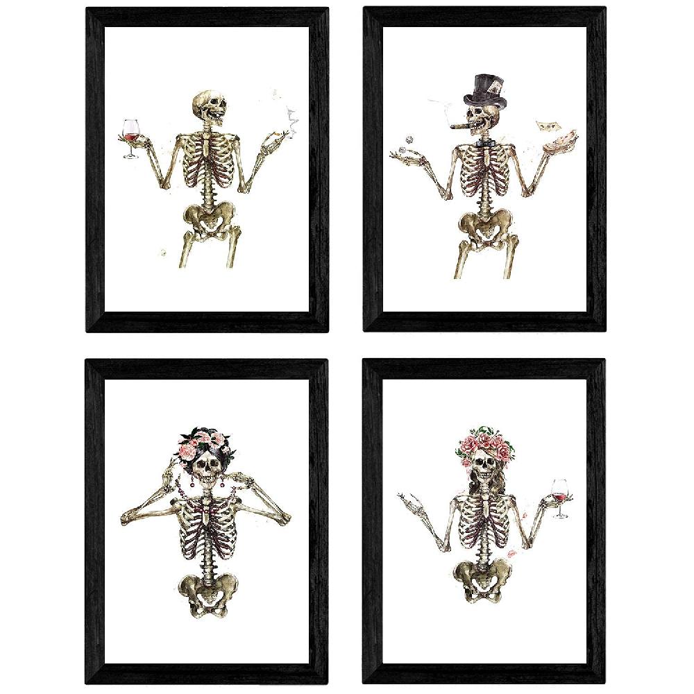 Nacnic Set De 4 Láminas Esqueletos Con Disfraces