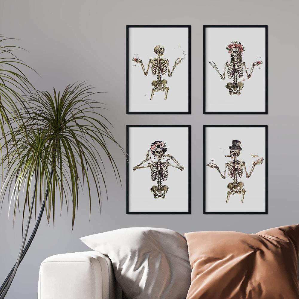 Nacnic Set De 4 Láminas Esqueletos Con Disfraces