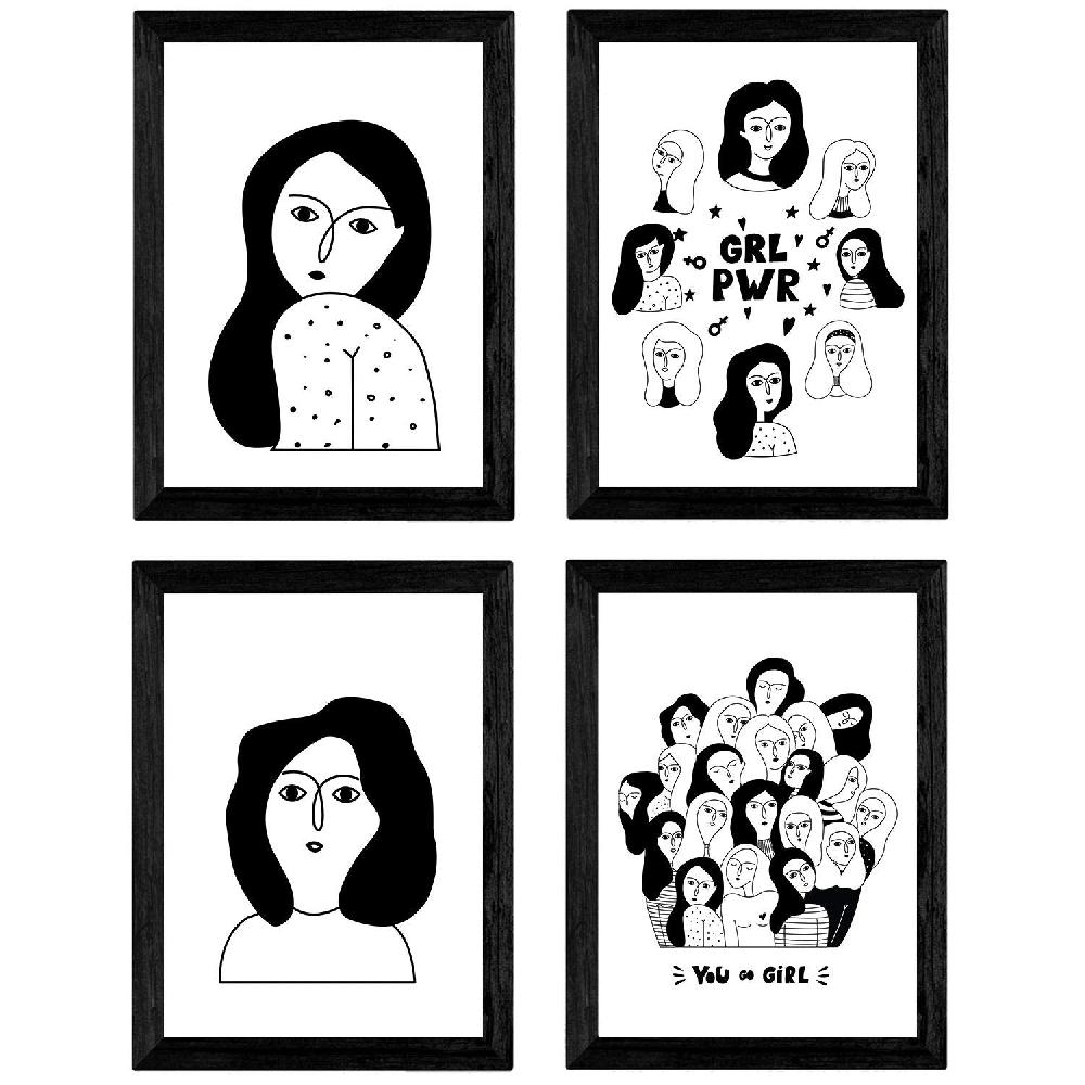 nacnic Set de 4 láminas Mujeres Collage