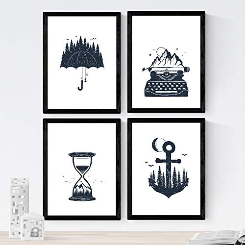 Nacnic Set De 4 Láminas Tiempo En El Bosque