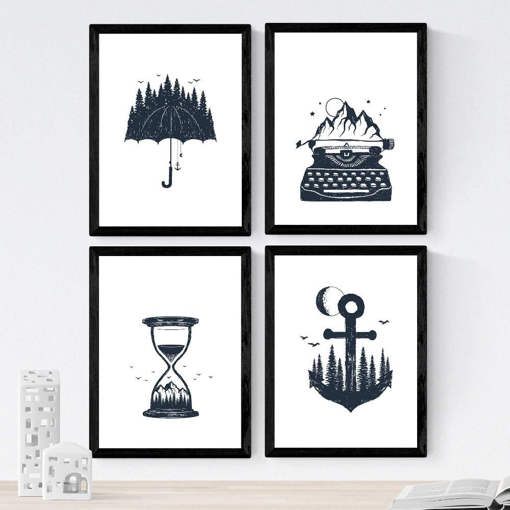 nacnic Set de 4 láminas Tiempo En El Bosque