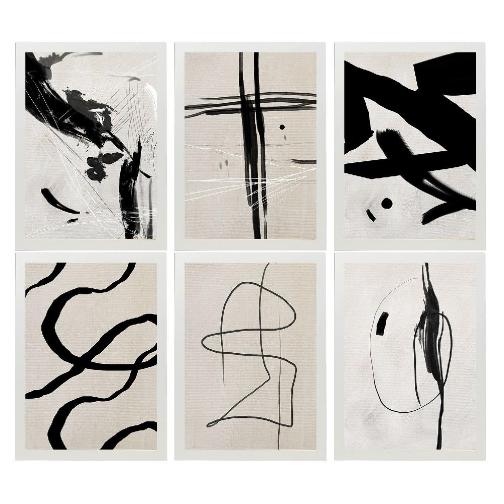 Nacnic Nacnic Set De 6 Ilustraciones Artísticas Del Pintor Franz Kline En Láminas Para Decoración De Interiores