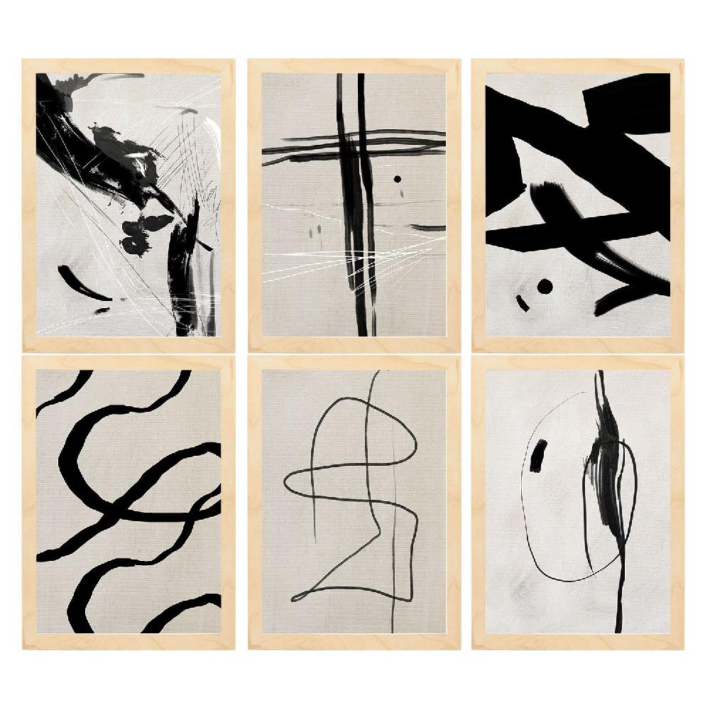 Nacnic Nacnic Set De 6 Ilustraciones Artísticas Del Pintor Franz Kline En Láminas Para Decoración De Interiores