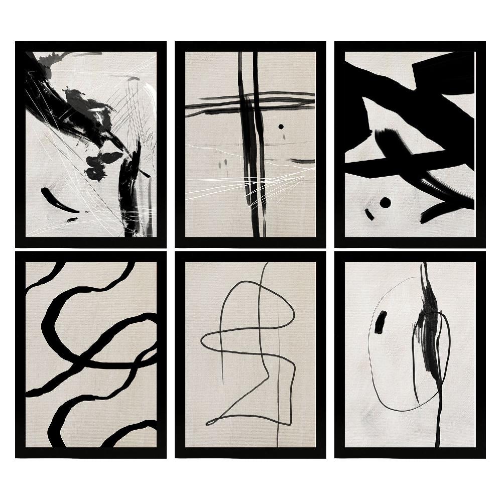 Nacnic Nacnic Set De 6 Ilustraciones Artísticas Del Pintor Franz Kline En Láminas Para Decoración De Interiores