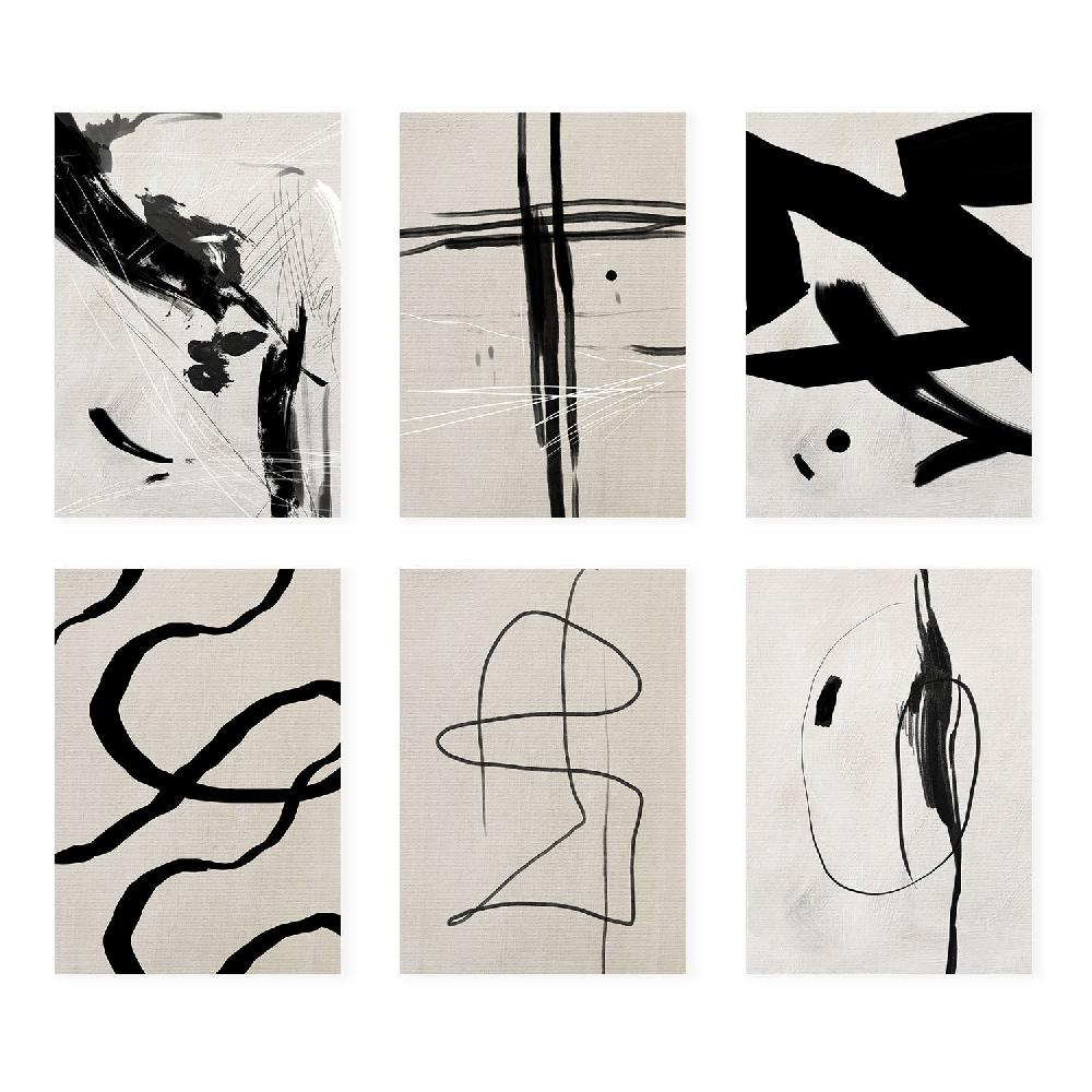 nacnic Nacnic Set de 6 Ilustraciones Artísticas del Pintor Franz Kline en Láminas para Decoración de Interiores