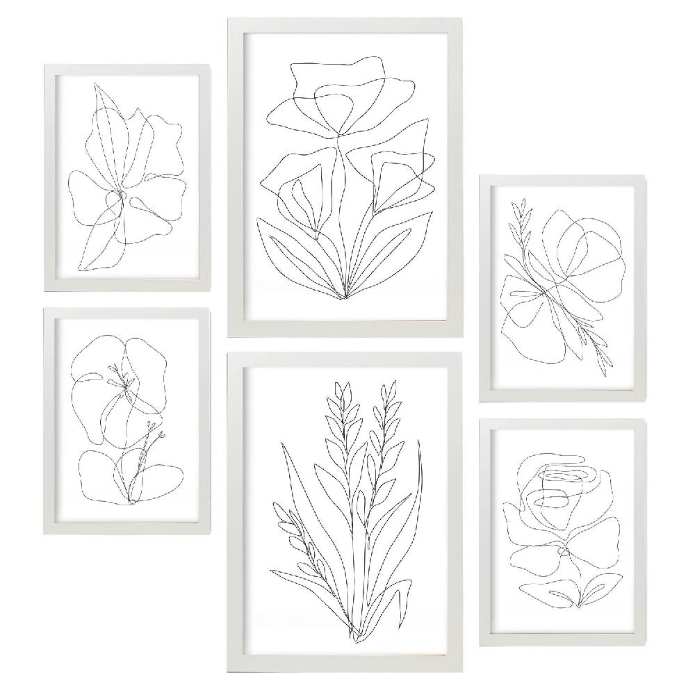 Nacnic Nacnic Set De 6 Láminas Abstractas De Flores Agradables