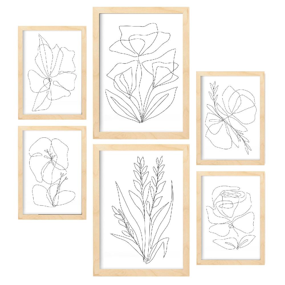 Nacnic Nacnic Set De 6 Láminas Abstractas De Flores Agradables