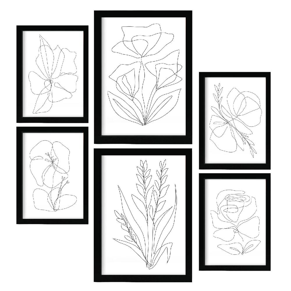 Nacnic Nacnic Set De 6 Láminas Abstractas De Flores Agradables