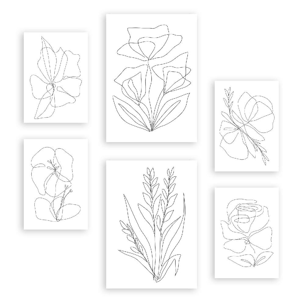 nacnic Nacnic Set de 6 Láminas Abstractas de Flores Agradables