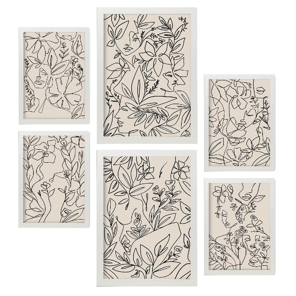 Nacnic Nacnic Set De 6 Láminas Abstractas De Flores Con Volantes
