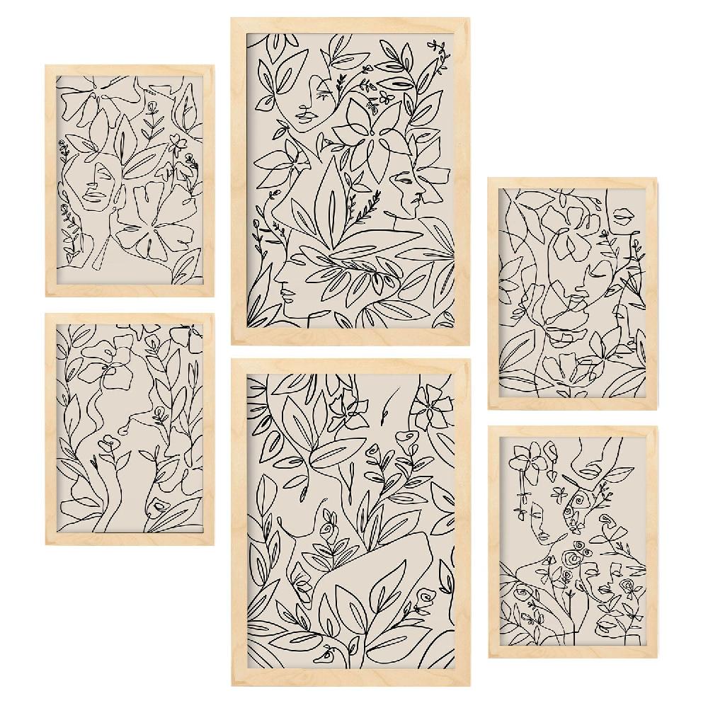 Nacnic Nacnic Set De 6 Láminas Abstractas De Flores Con Volantes