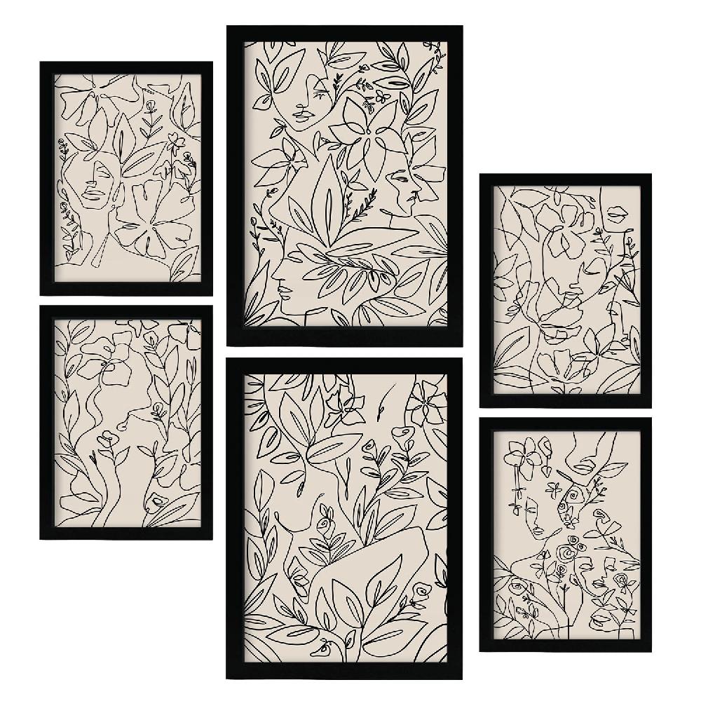 Nacnic Nacnic Set De 6 Láminas Abstractas De Flores Con Volantes