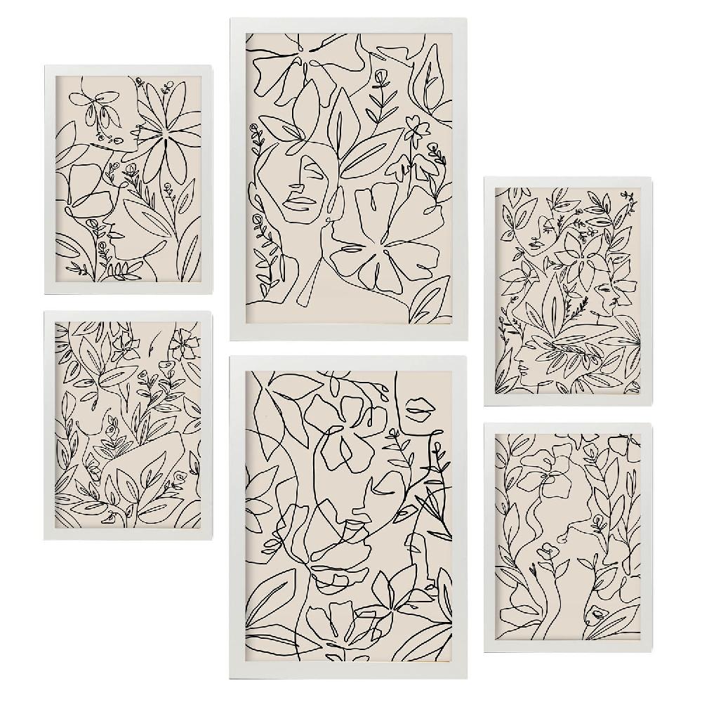 Nacnic Nacnic Set De 6 Láminas Abstractas De Flores Con Volantes
