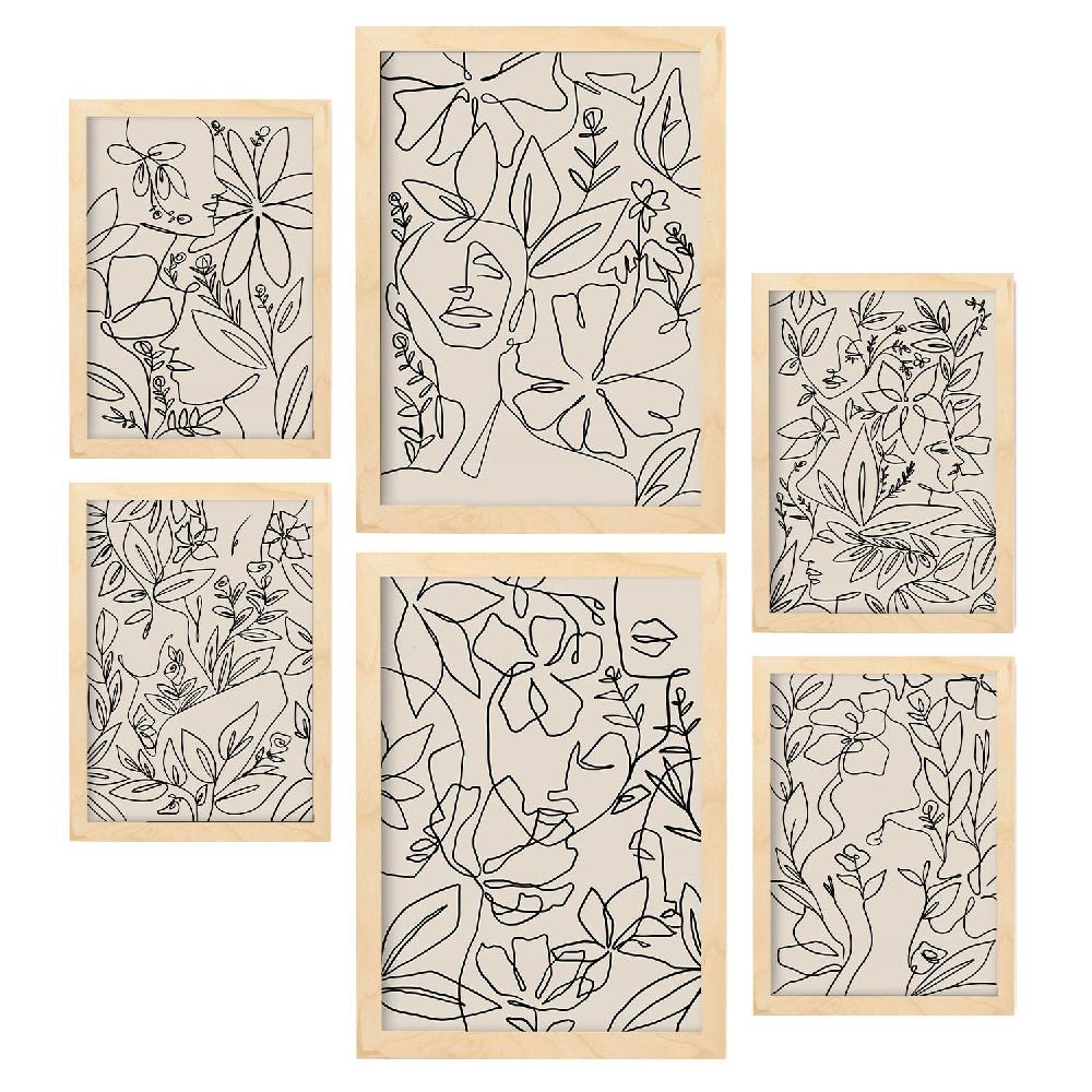 Nacnic Nacnic Set De 6 Láminas Abstractas De Flores Con Volantes