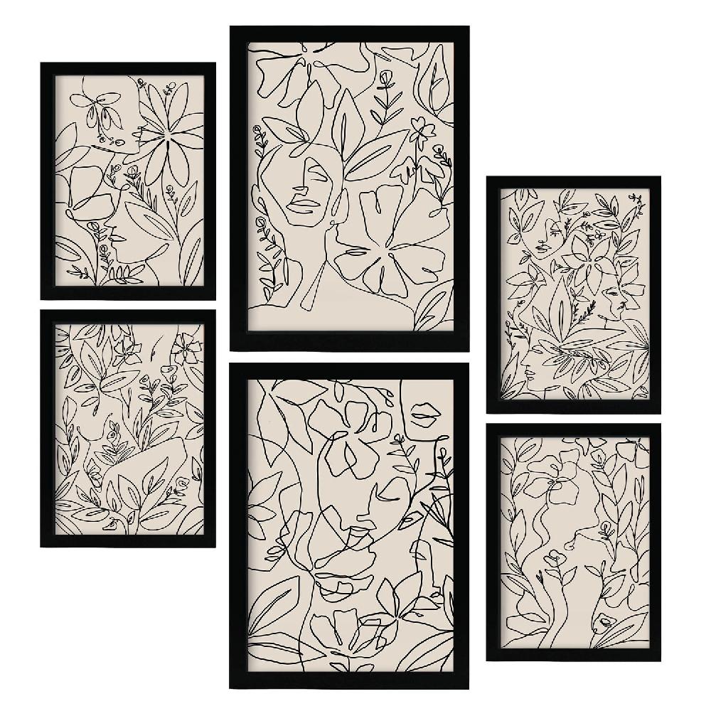Nacnic Nacnic Set De 6 Láminas Abstractas De Flores Con Volantes