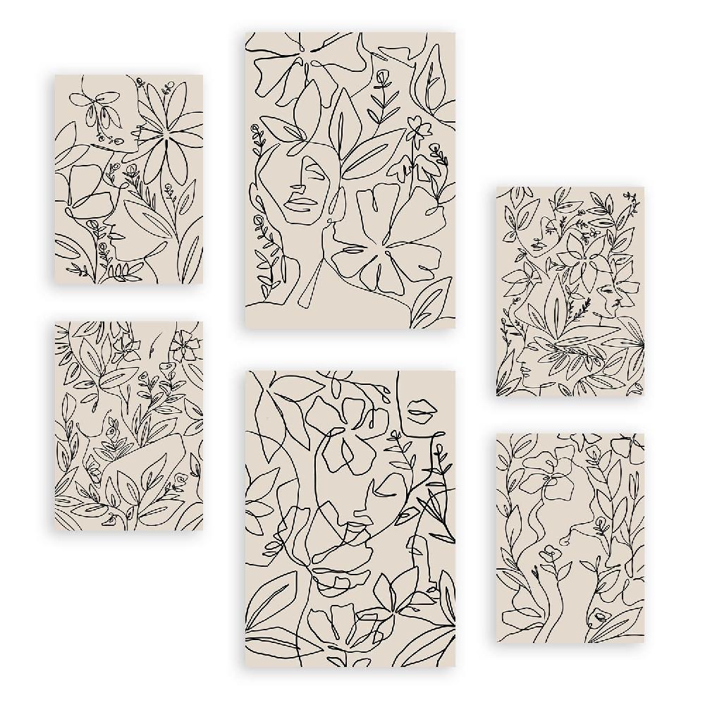 nacnic Nacnic Set de 6 Láminas Abstractas de Flores con Volantes
