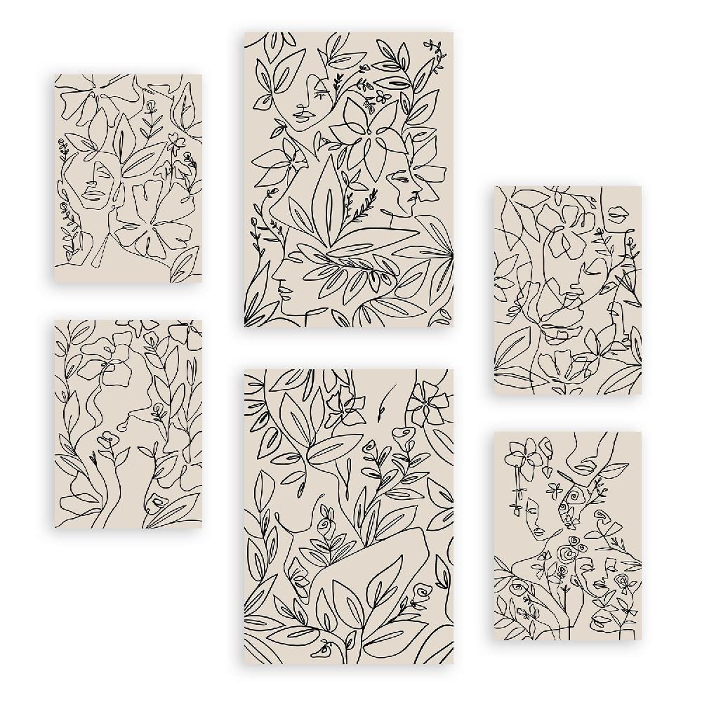 nacnic Nacnic Set de 6 Láminas Abstractas de Flores con Volantes