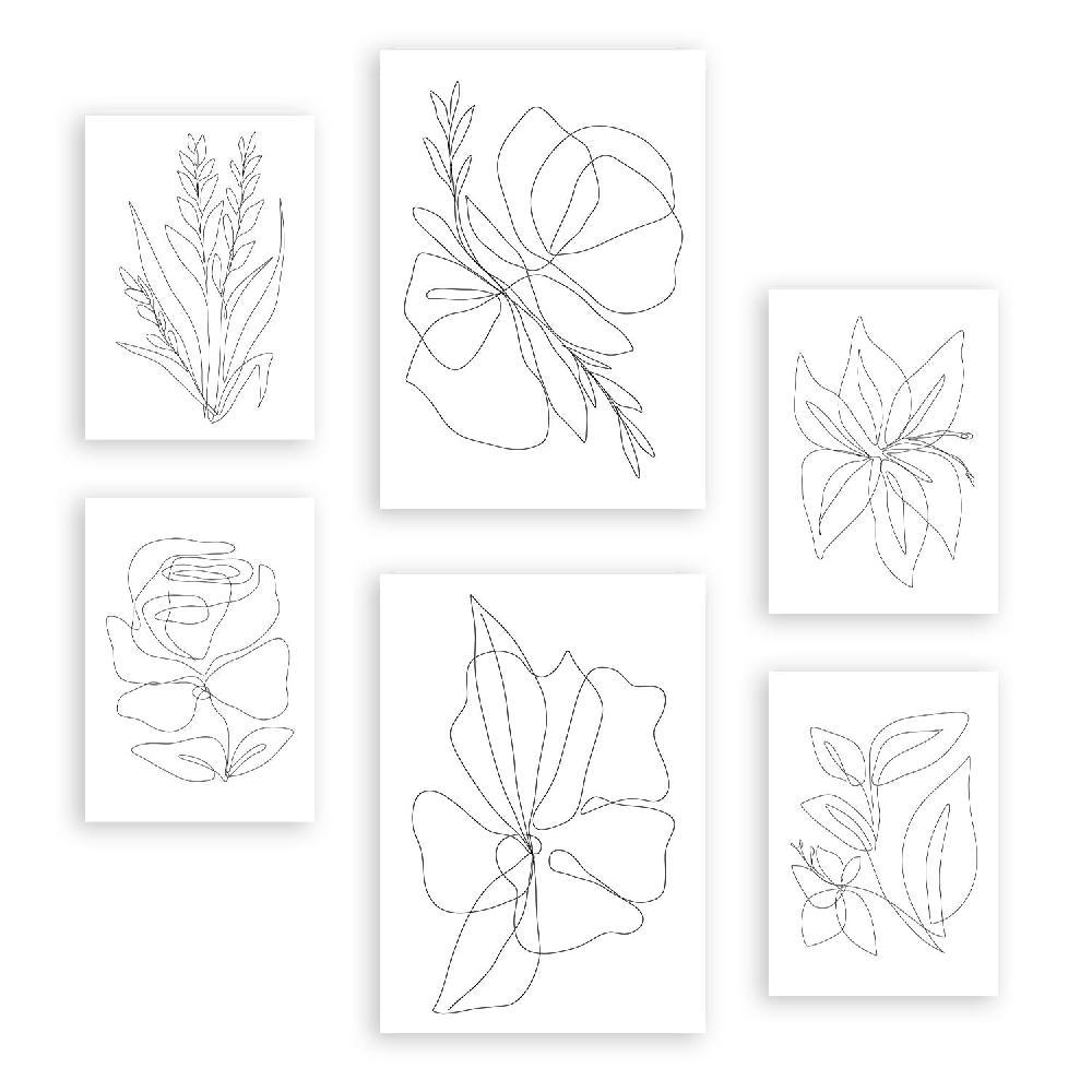 nacnic Nacnic Set de 6 Láminas Abstractas de Flores
