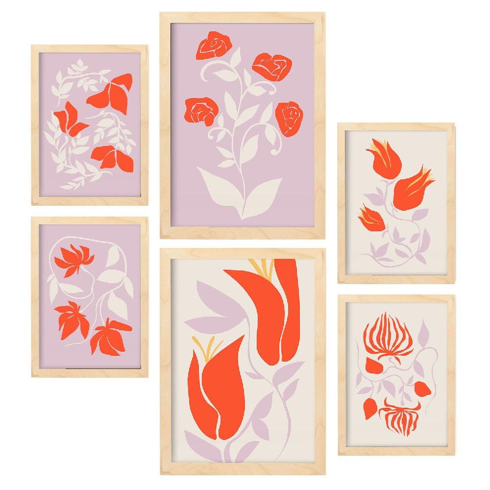 Nacnic Nacnic Set De 6 Láminas Abstractas De Flores Espléndidas