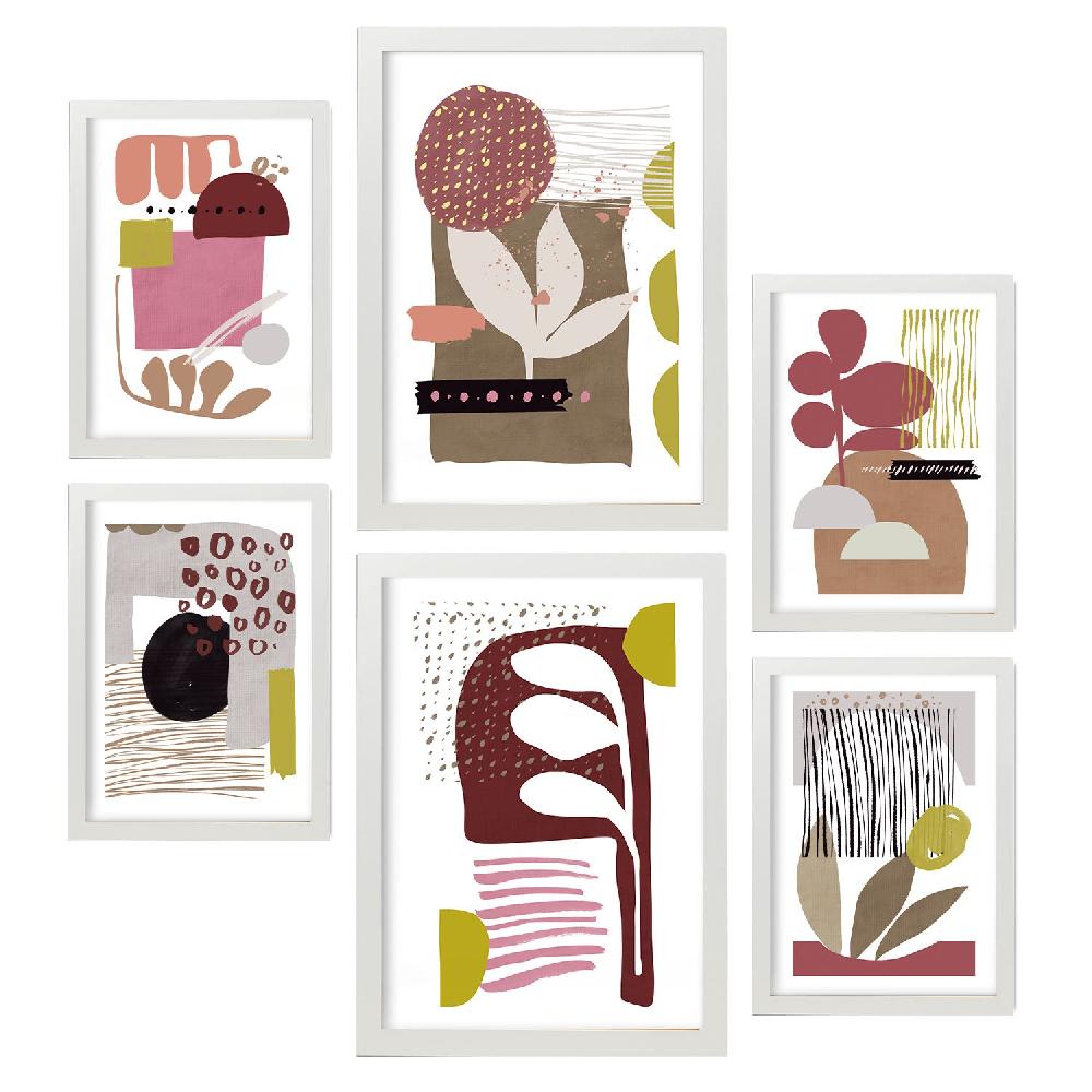 Nacnic Nacnic Set De 6 Láminas Abstractas De Flores Estampadas