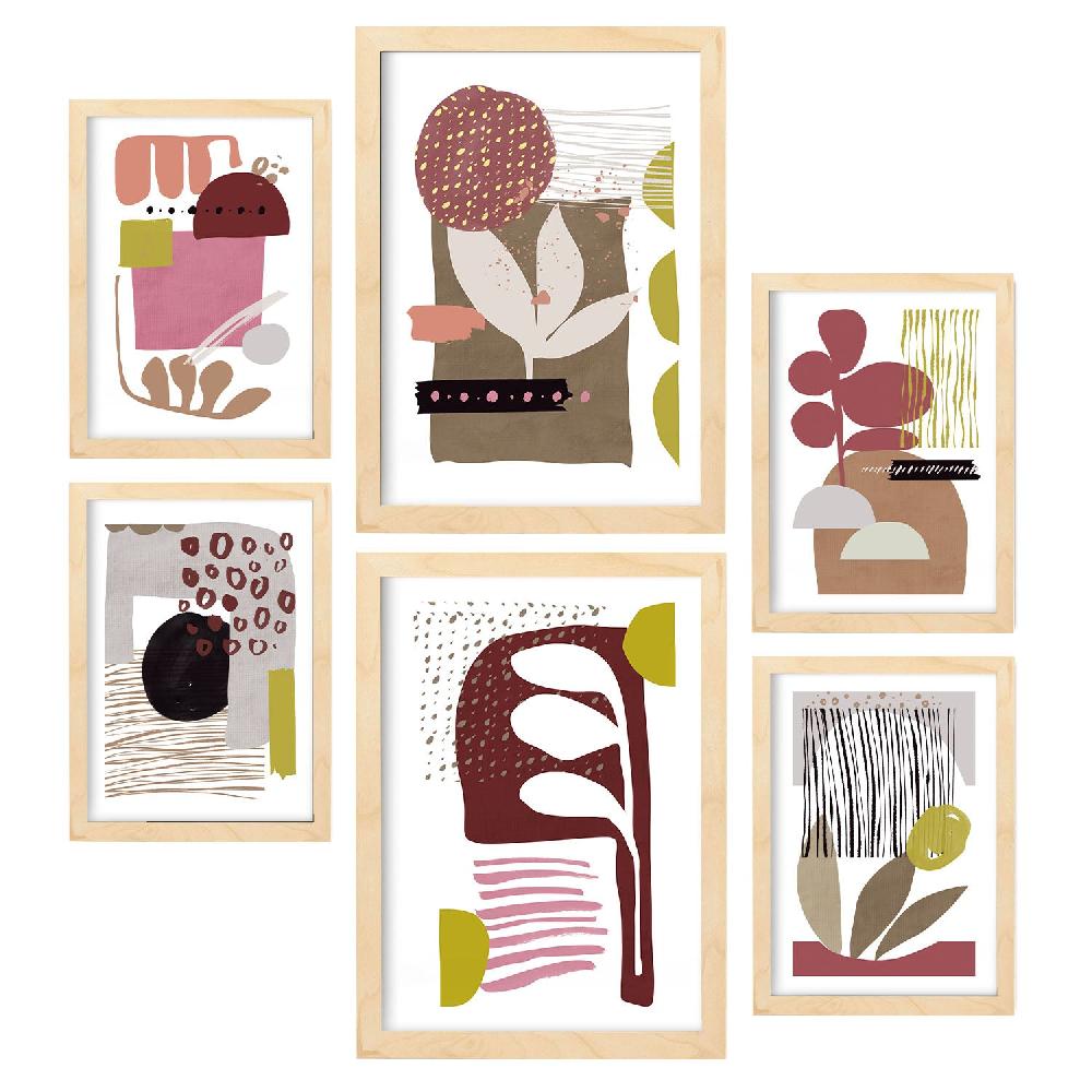 Nacnic Nacnic Set De 6 Láminas Abstractas De Flores Estampadas