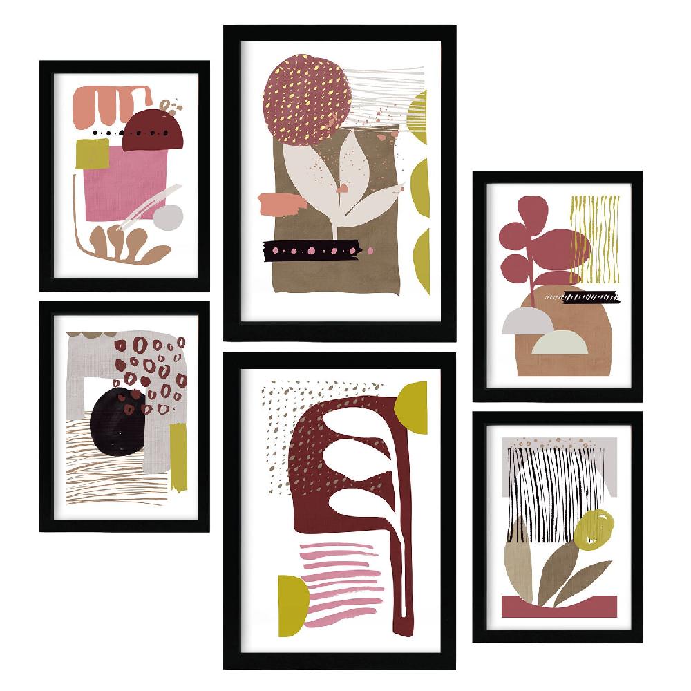Nacnic Nacnic Set De 6 Láminas Abstractas De Flores Estampadas