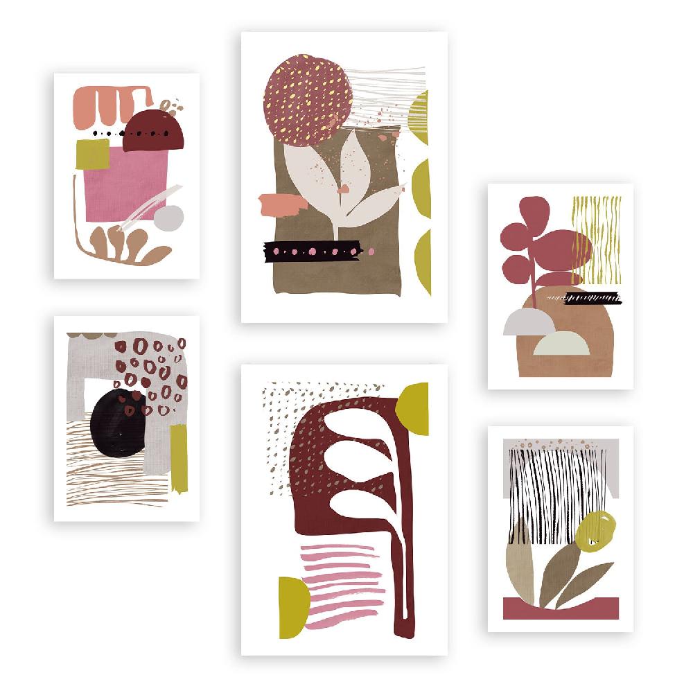 nacnic Nacnic Set de 6 Láminas Abstractas de Flores Estampadas