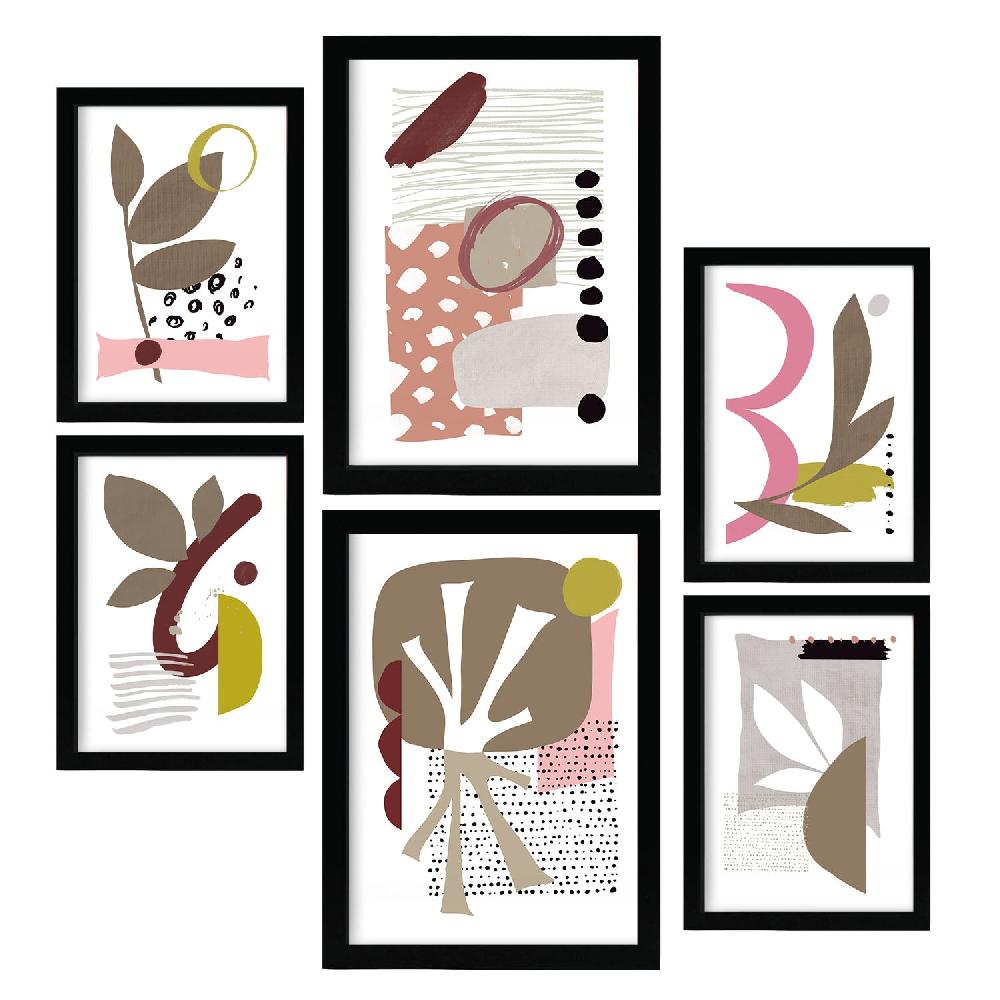 Nacnic Nacnic Set De 6 Laminas Abstractas De Flores Estéticas Para Sala De Estar Y Dormitorio