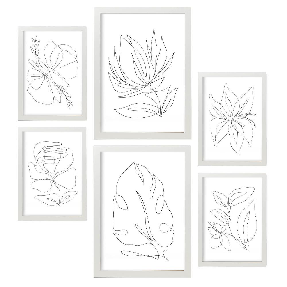 Nacnic Nacnic Set De 6 Láminas Abstractas De Flores Estéticas