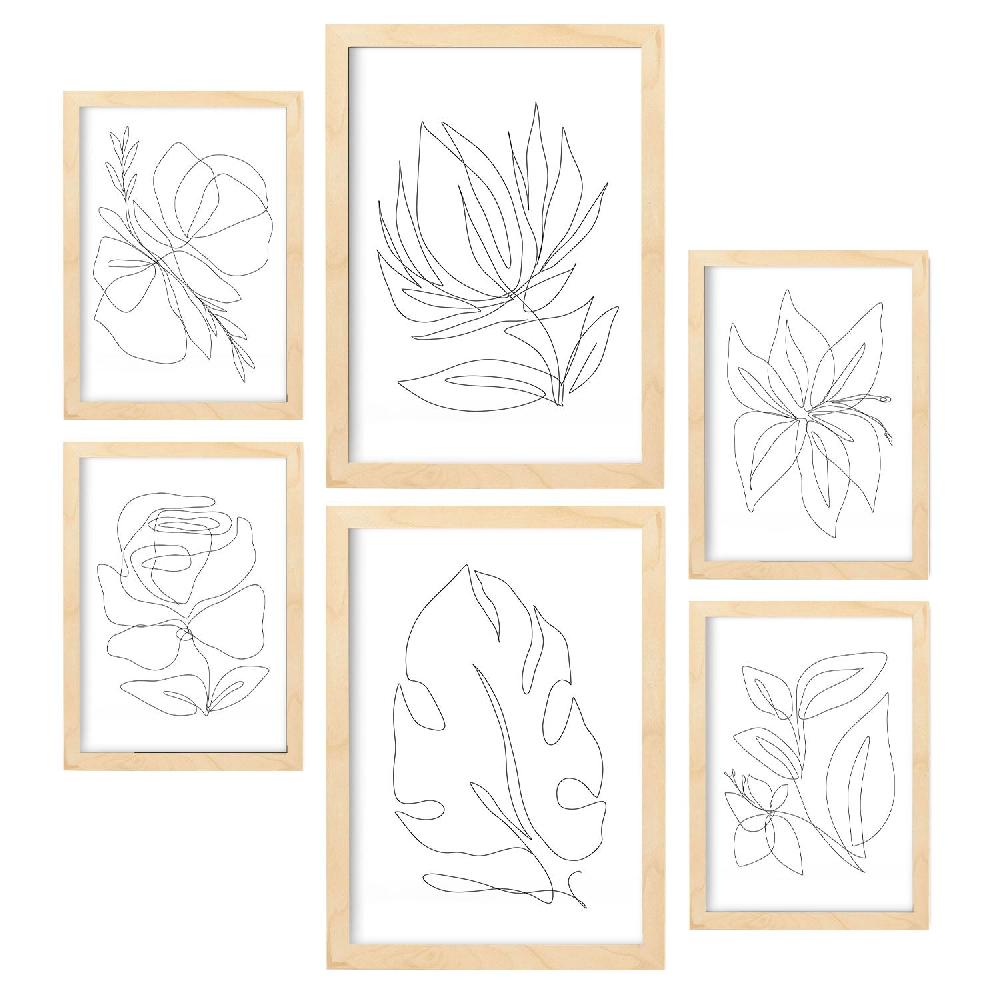 Nacnic Nacnic Set De 6 Láminas Abstractas De Flores Estéticas