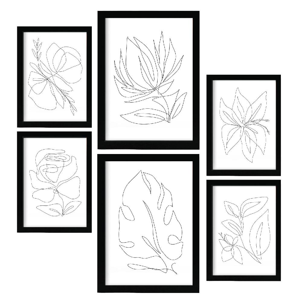 Nacnic Nacnic Set De 6 Láminas Abstractas De Flores Estéticas