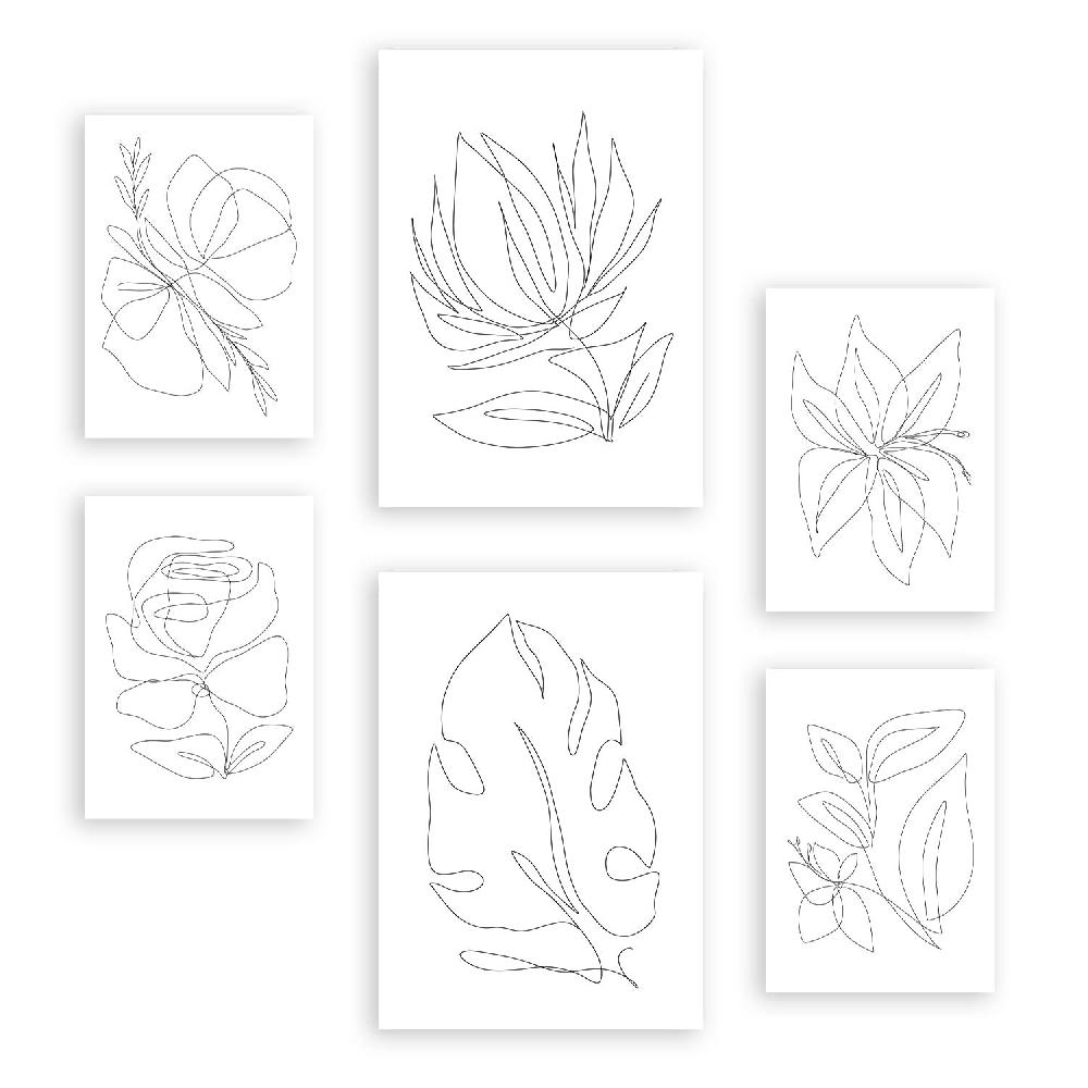 nacnic Nacnic Set de 6 Láminas Abstractas de Flores Estéticas