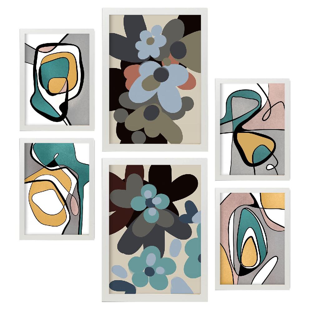 Nacnic Nacnic Set De 6 Laminas Abstractas De Flores Hodgepodge