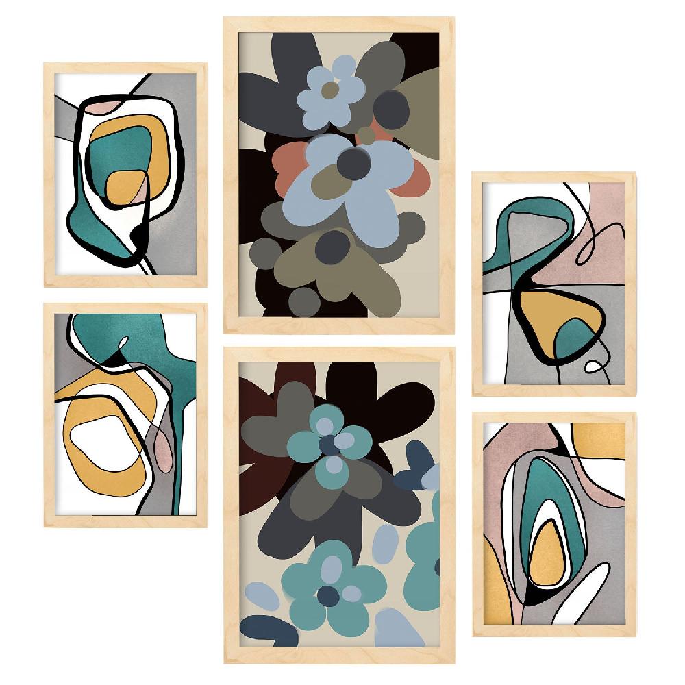 Nacnic Nacnic Set De 6 Laminas Abstractas De Flores Hodgepodge