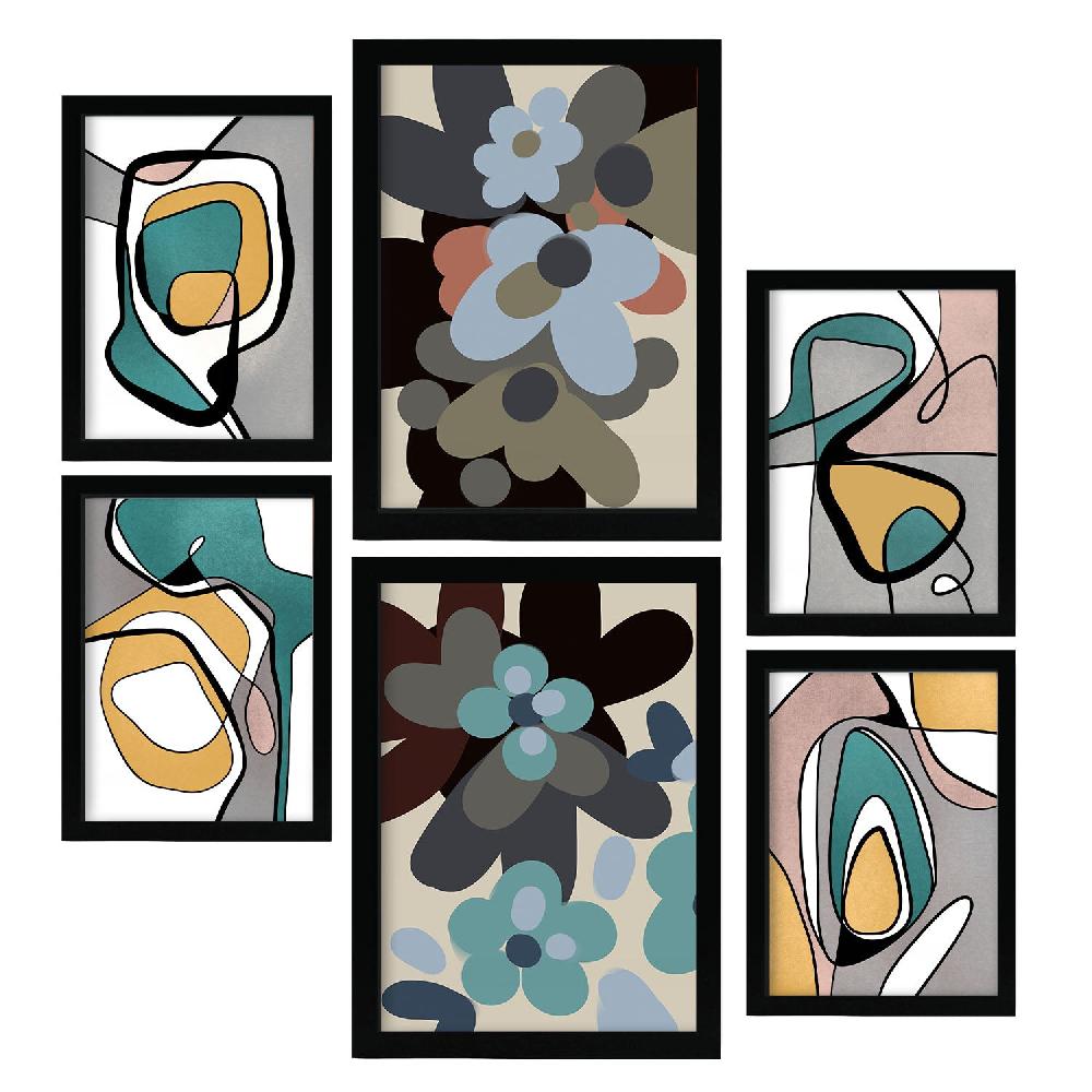 Nacnic Nacnic Set De 6 Laminas Abstractas De Flores Hodgepodge