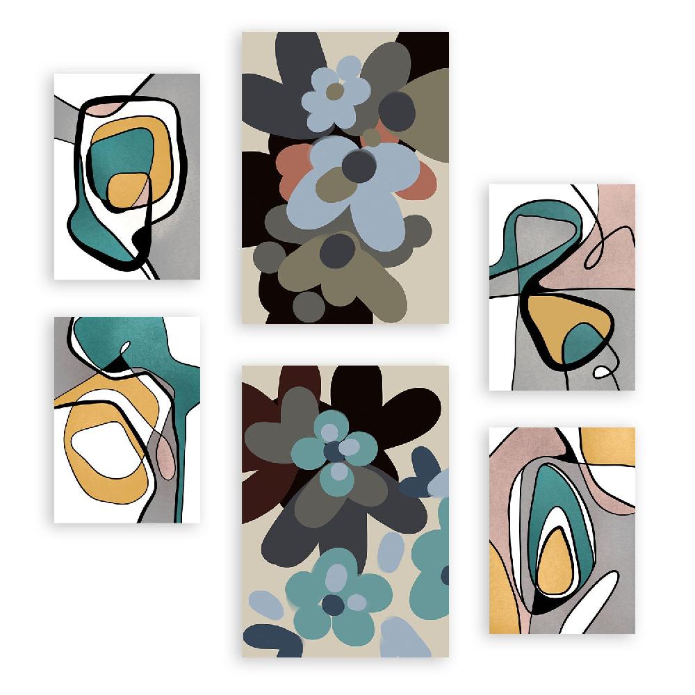 nacnic Nacnic Set de 6 Laminas Abstractas de Flores Hodgepodge
