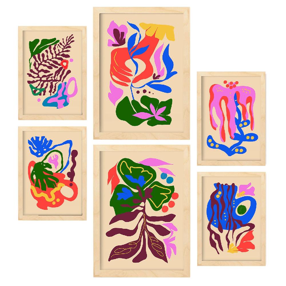 Nacnic Nacnic Set De 6 Laminas Abstractas De Flores Pintorescas