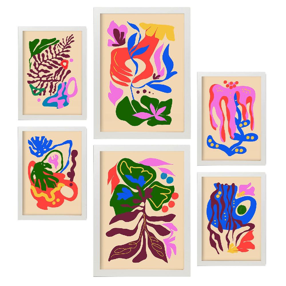 Nacnic Nacnic Set De 6 Laminas Abstractas De Flores Pintorescas