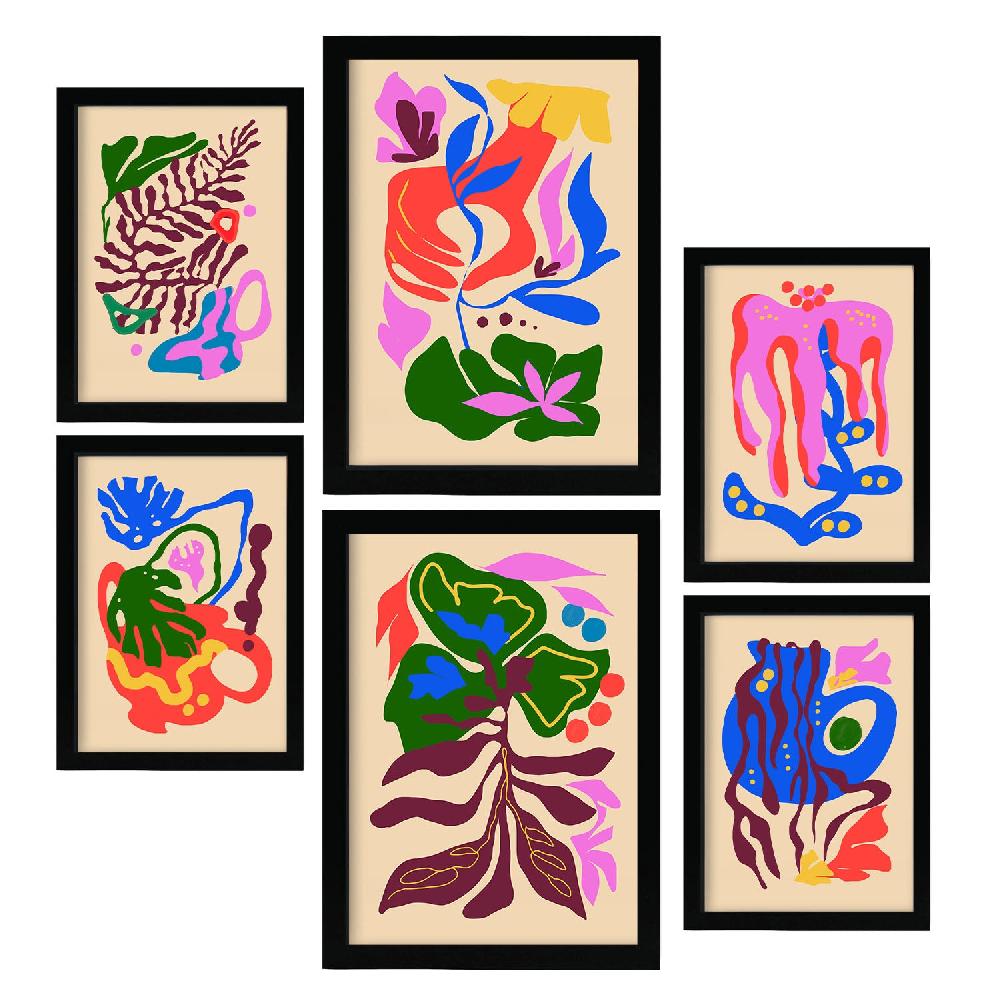 Nacnic Nacnic Set De 6 Laminas Abstractas De Flores Pintorescas