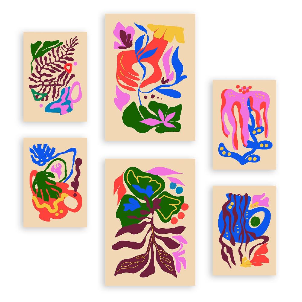 nacnic Nacnic Set de 6 Laminas Abstractas de Flores Pintorescas