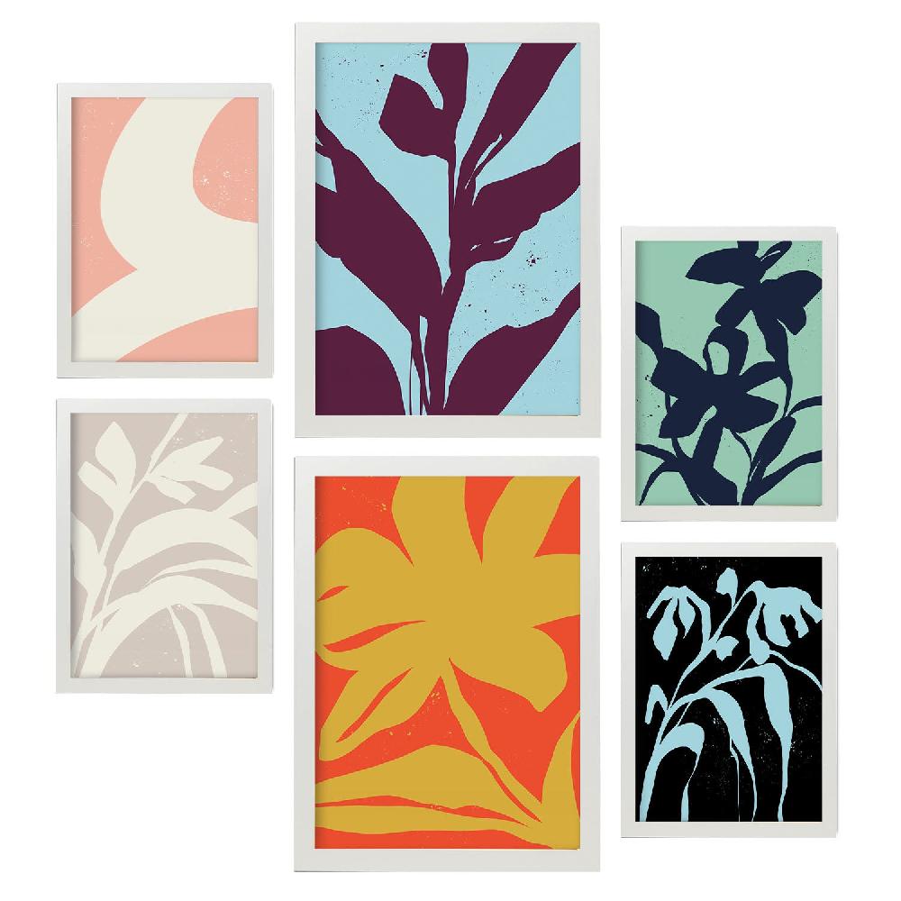 Nacnic Nacnic Set De 6 Láminas Abstractas De Flores Y Rayas