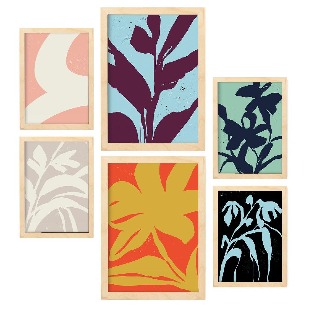 Nacnic Nacnic Set De 6 Láminas Abstractas De Flores Y Rayas