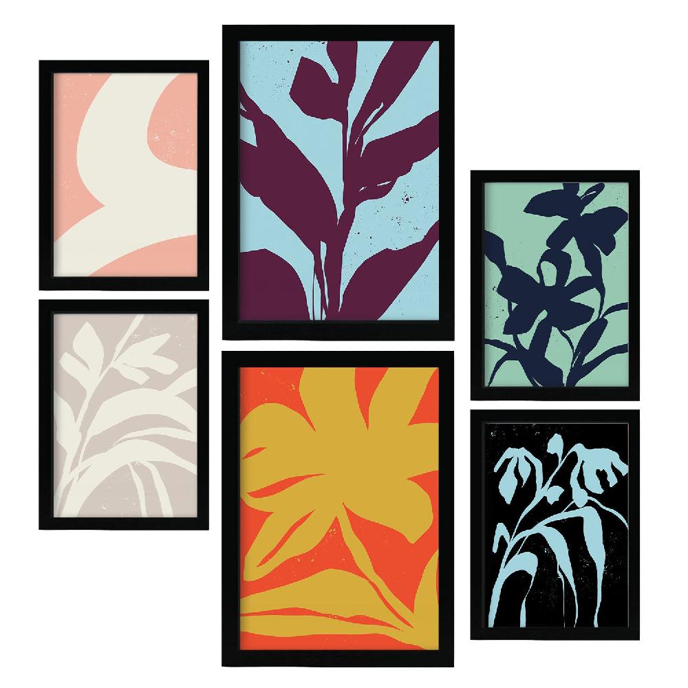Nacnic Nacnic Set De 6 Láminas Abstractas De Flores Y Rayas