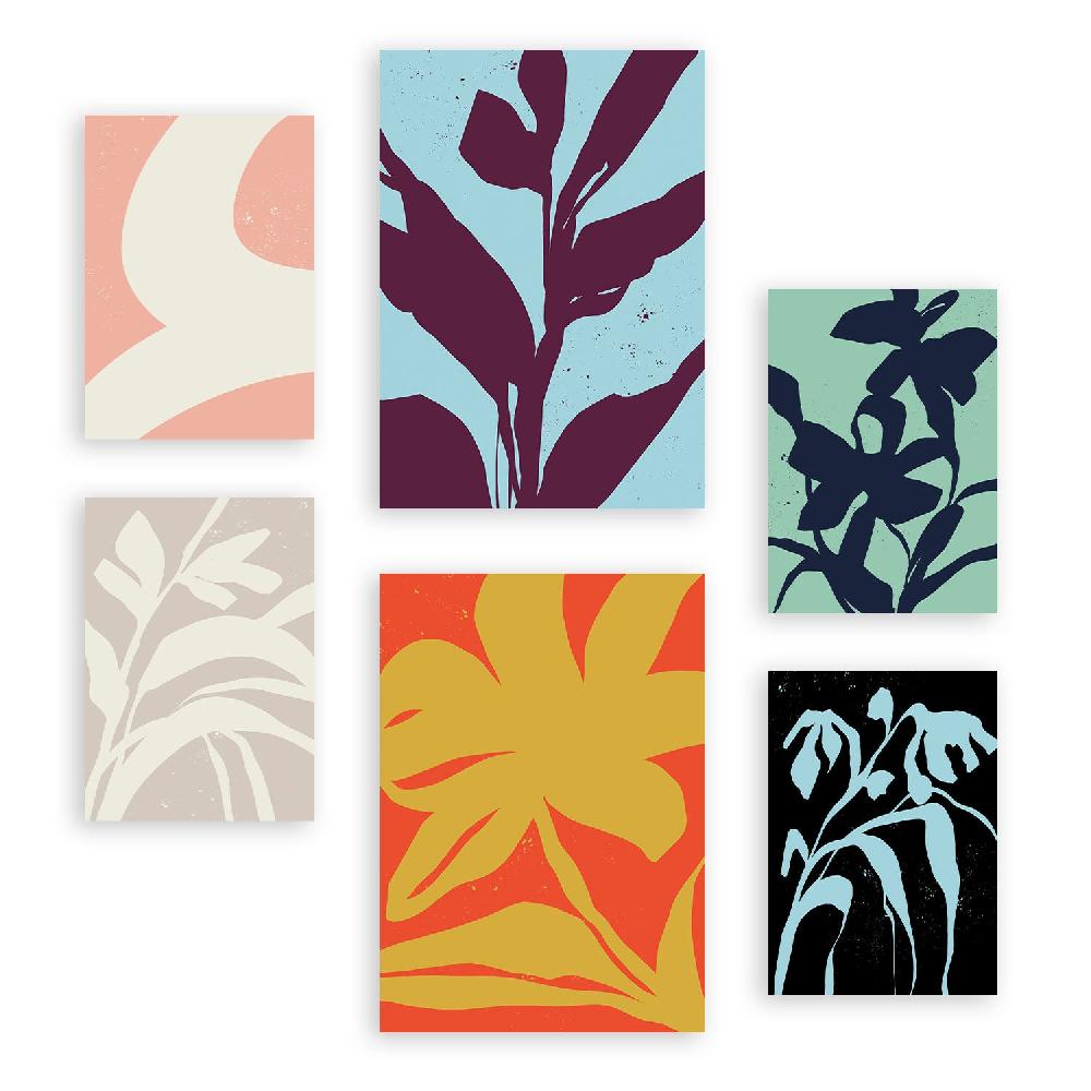 nacnic Nacnic Set de 6 Láminas Abstractas de Flores y Rayas
