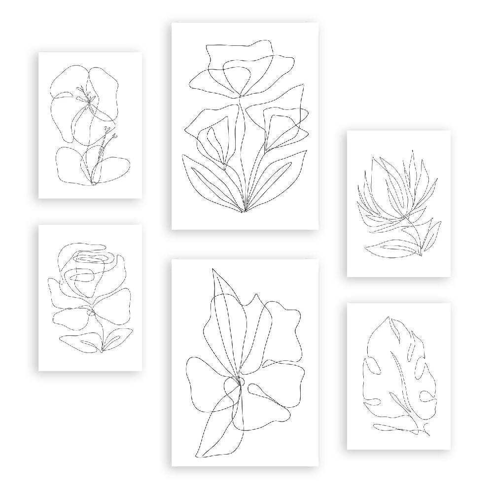 nacnic Nacnic Set de 6 Láminas Abstractas de Flores