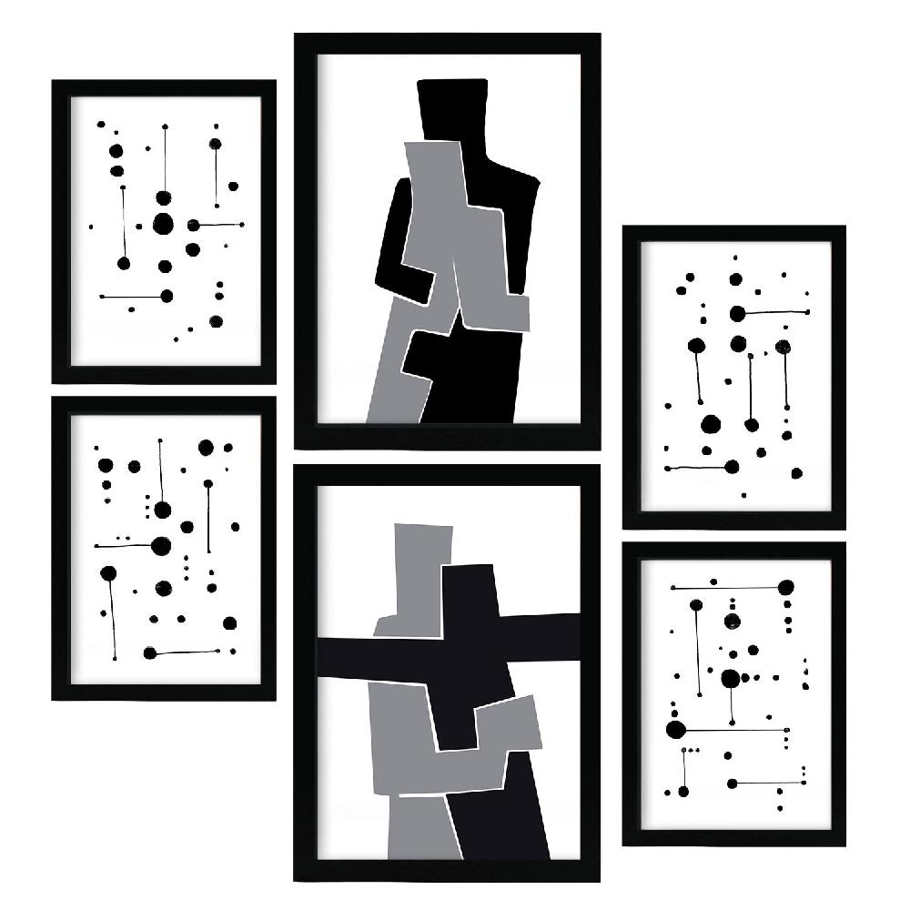 Nacnic Nacnic Set De 6 Láminas Abstractas En Blanco Y Negro