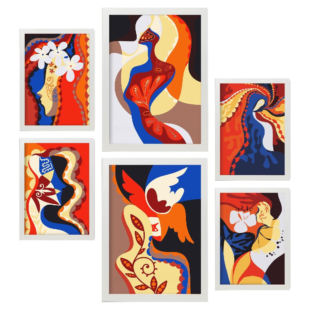 Nacnic Nacnic Set De 6 Láminas Abstractas Femeninas En Dominio Fascinante