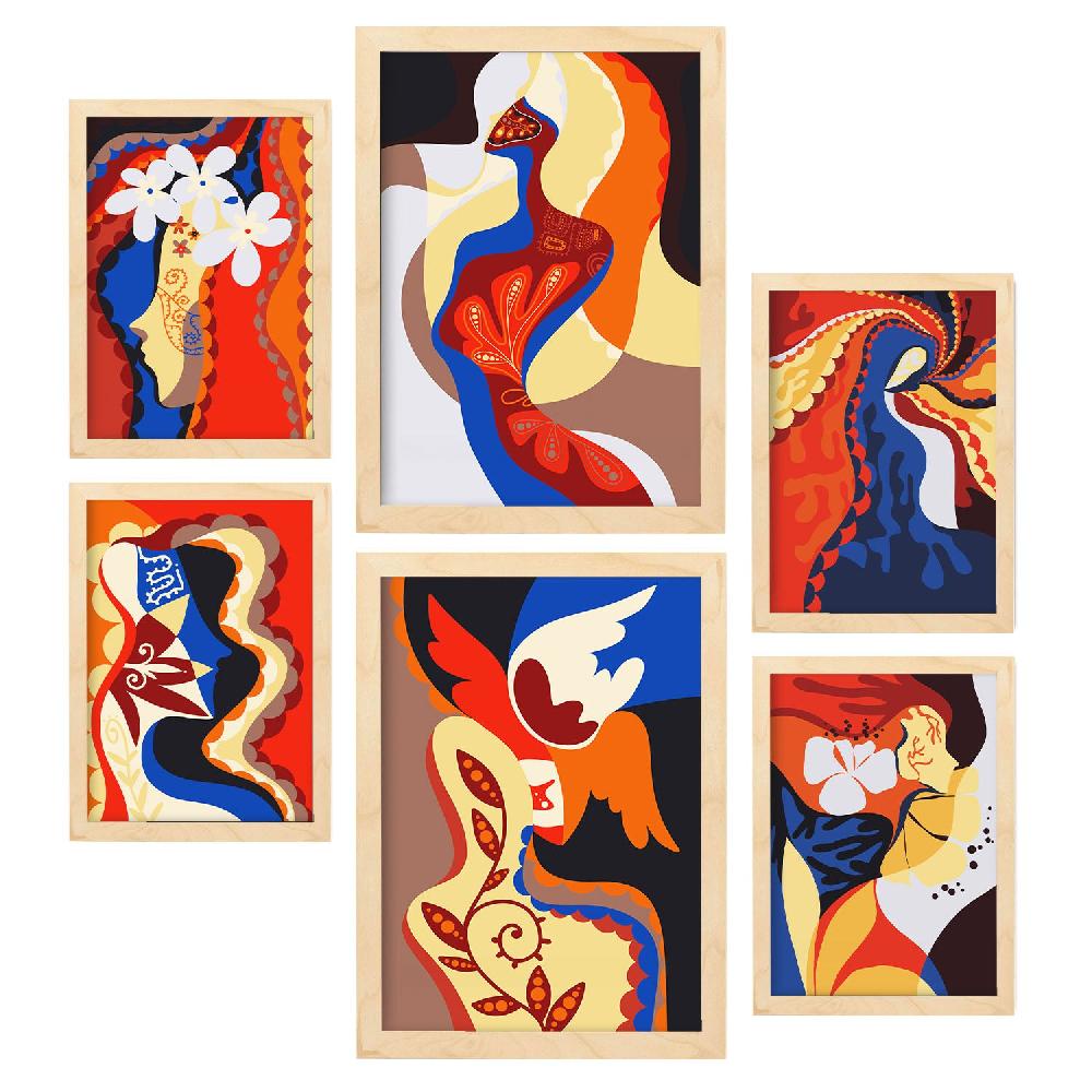 Nacnic Nacnic Set De 6 Láminas Abstractas Femeninas En Dominio Fascinante