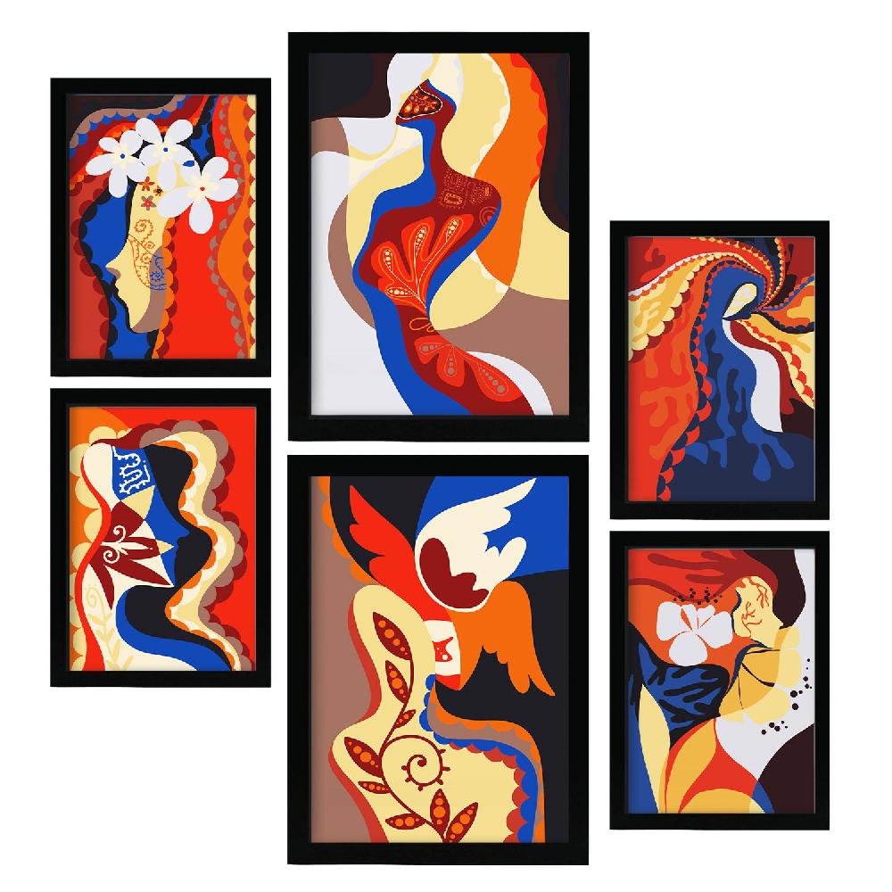 Nacnic Nacnic Set De 6 Láminas Abstractas Femeninas En Dominio Fascinante